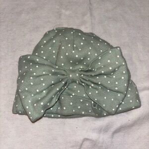 Gerber Sage Green Polka Dot Bow Baby Beanie
